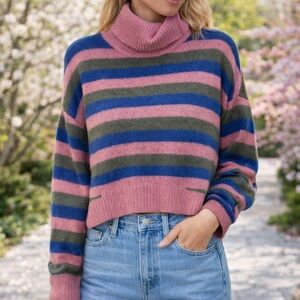 ✨ COLLUSION Striped Turtleneck Cropped Sweater – Size 8 (NIP) ✨